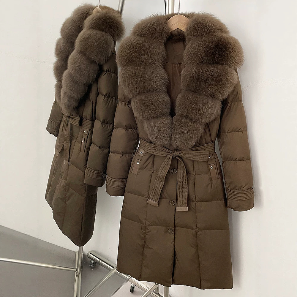 Puffer Jacket Women Down - Warm Female Feathers Reality Fur Jacket