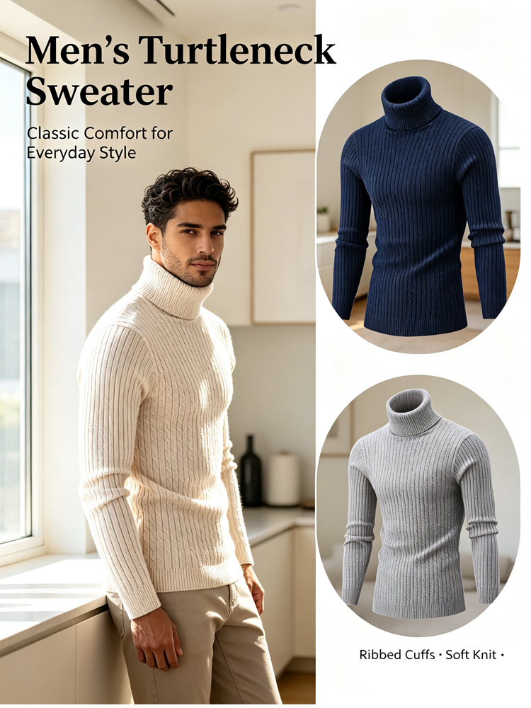 Autumn Men's Cargo Turtleneck  - Winter Clothing Work recension och pris