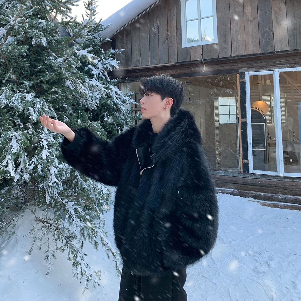 Men Faux Fur Coats Jackets Hoo - Winter Clothing Work recension och pris