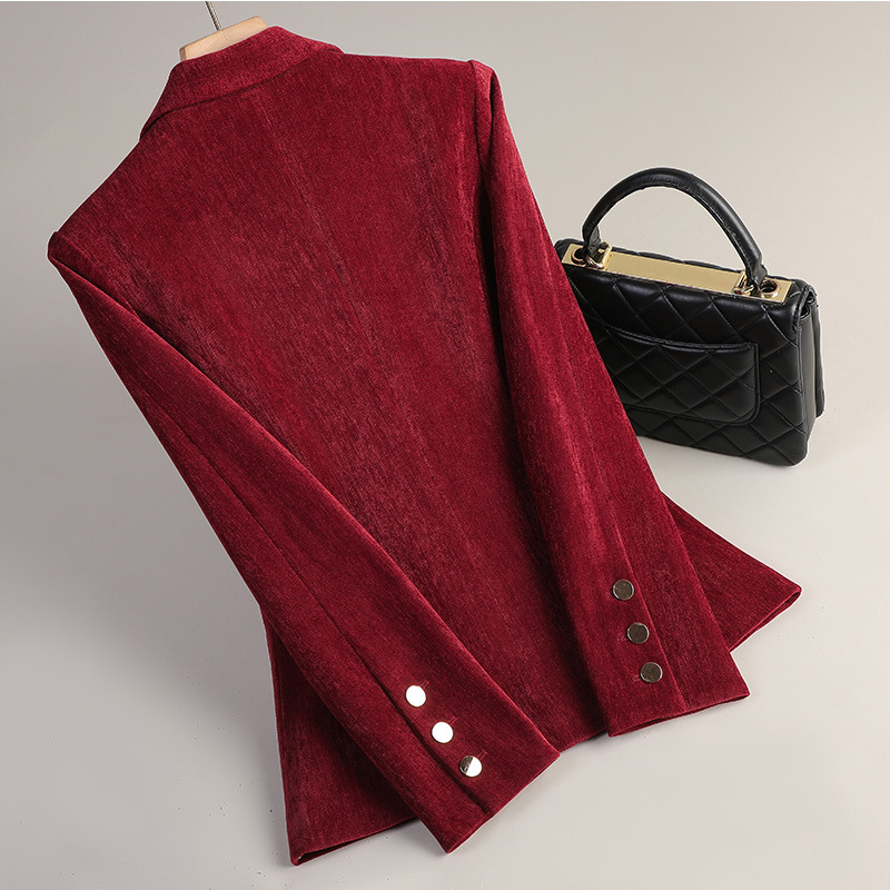 Yellow Gold Velvet Blazer Wome - Winter Clothing Work recension och pris
