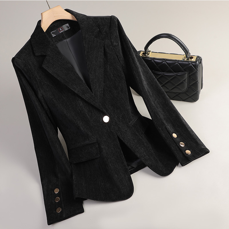 Yellow Gold Velvet Blazer Wome - Winter Clothing Work recension och pris