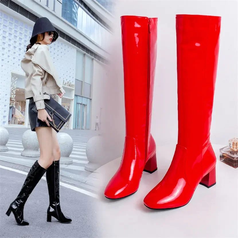 Red White Patent Leather Women - Winter Clothing Women'S recension och pris