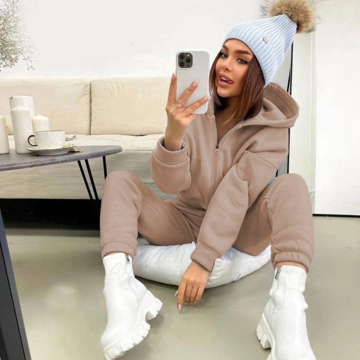 Zipper Hooded Coat Pants Sets  - Winter Clothing Sale recension och pris